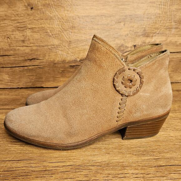Jack Rogers Peyton Tan Suede ankle boot size 7M side zip - Picture 6 of 10